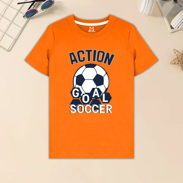 Action Soccer Orange T-Shirt For Kids