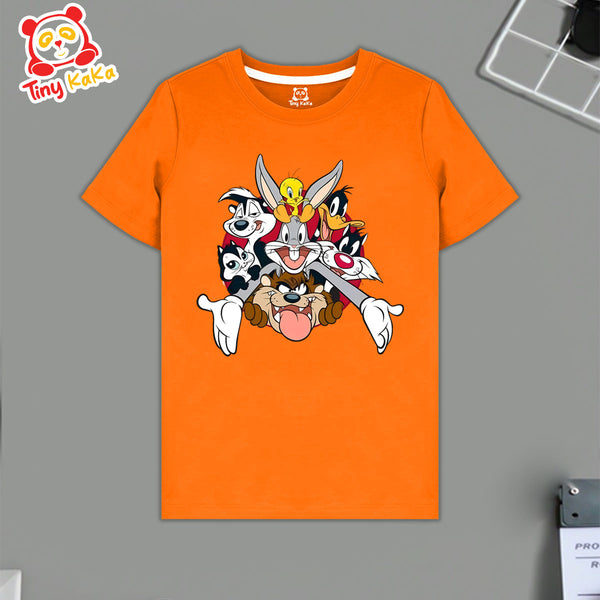 Funny Bunny Family Orange T-Shirt For Kids