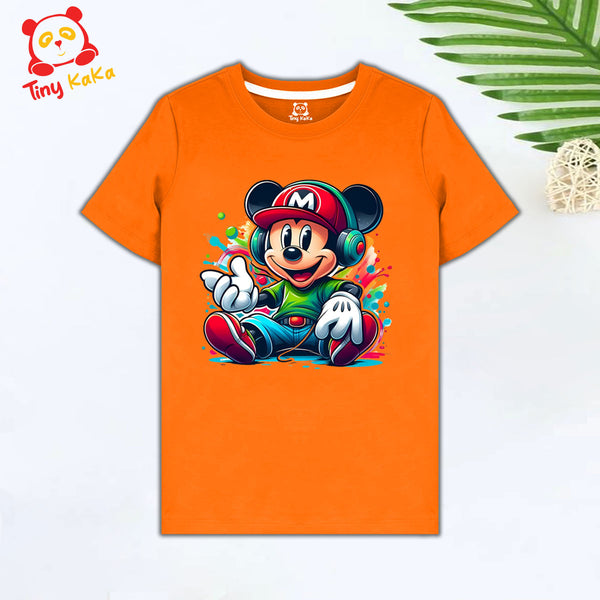 Cute Mickey Orange T-Shirt For Kids