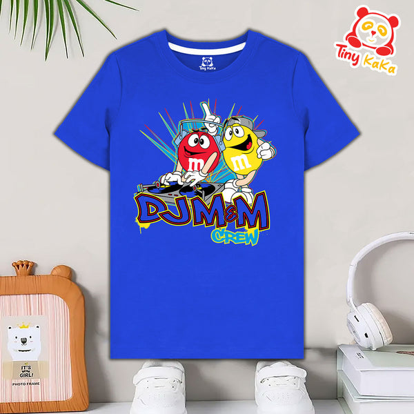 DJ Mick-Check Blue T-Shirt For Kids