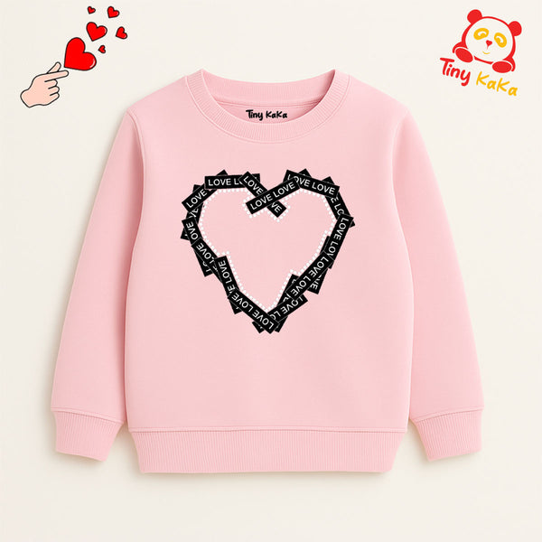 Beautiful Heart Pink Sweatshirt For Girls