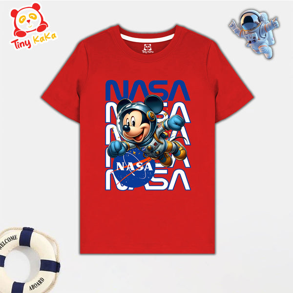 Nasa Mickey Red T-Shirt For Kids