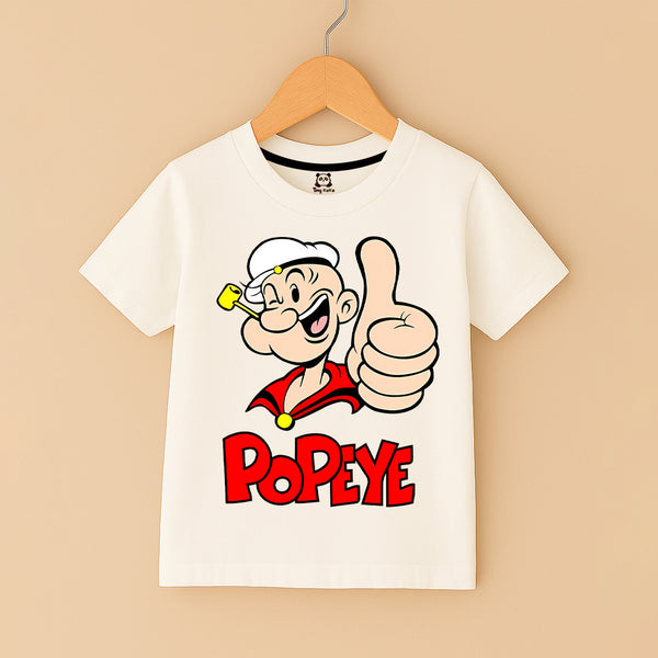 Popeye White T-Shirt For Kids