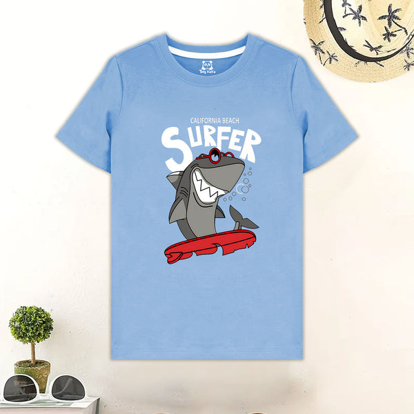 Surfer Shark Sky T-Shirt For Kids