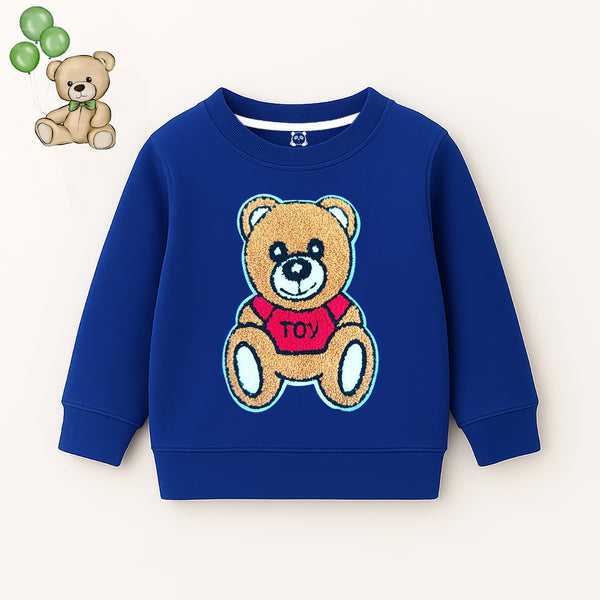 Royal Blue Sweatshirt with Cute Teddy Bear Patch